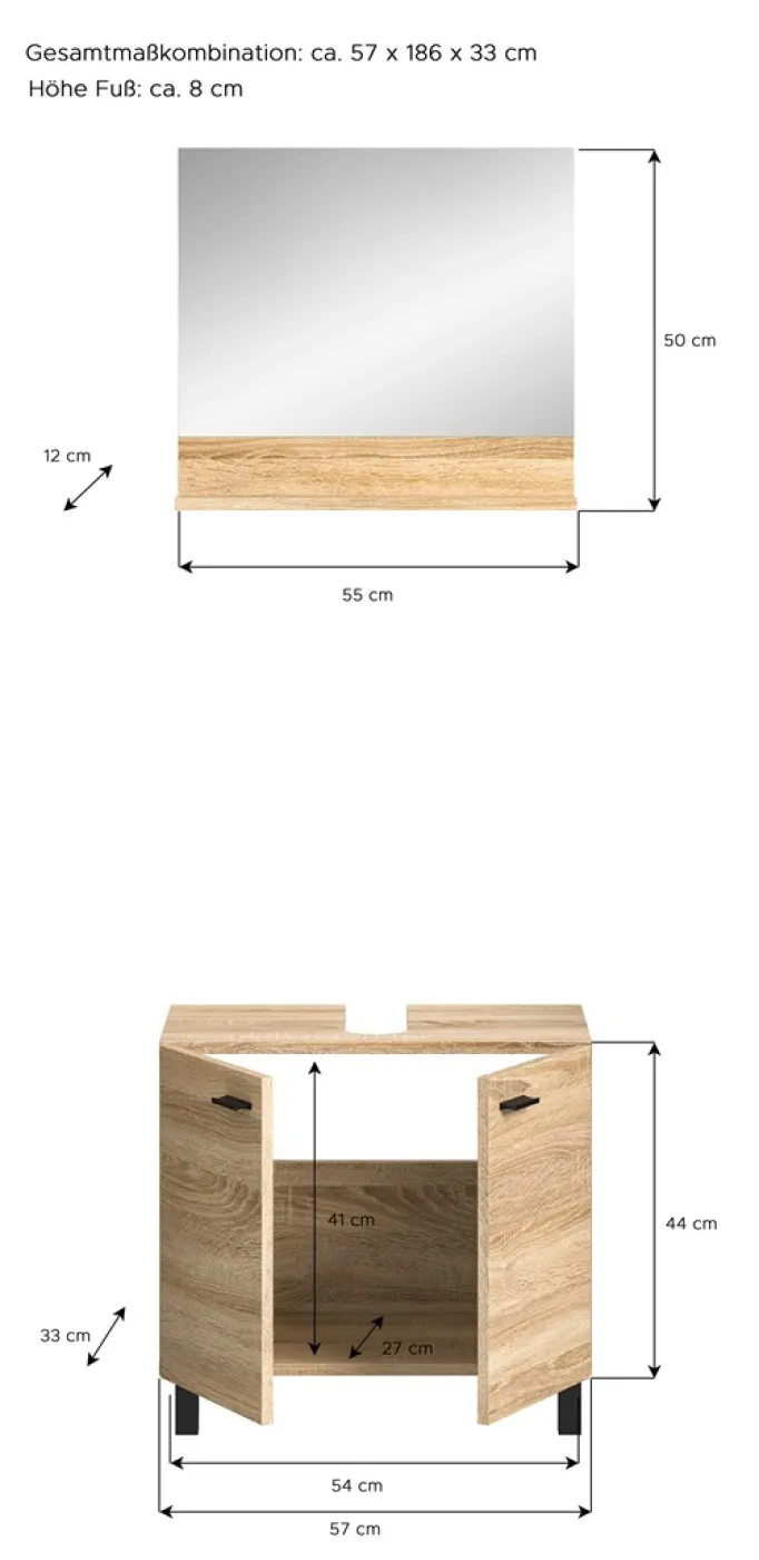 Badezimmer Set Boston | 2-teilig | Eiche Sonoma