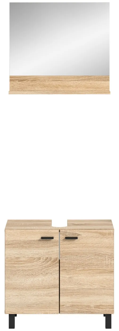 Badezimmer Set Boston | 2-teilig | Eiche Sonoma | mit Aufsatzleuchte