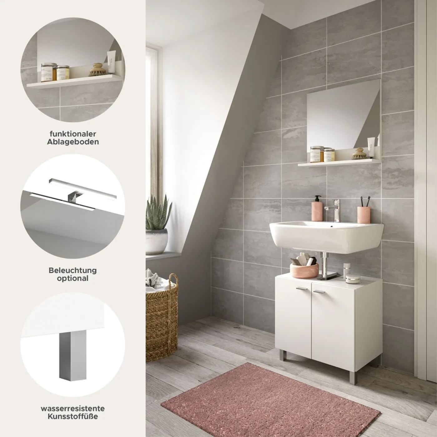 Badezimmer Set Boston | 2-teilig | weiß