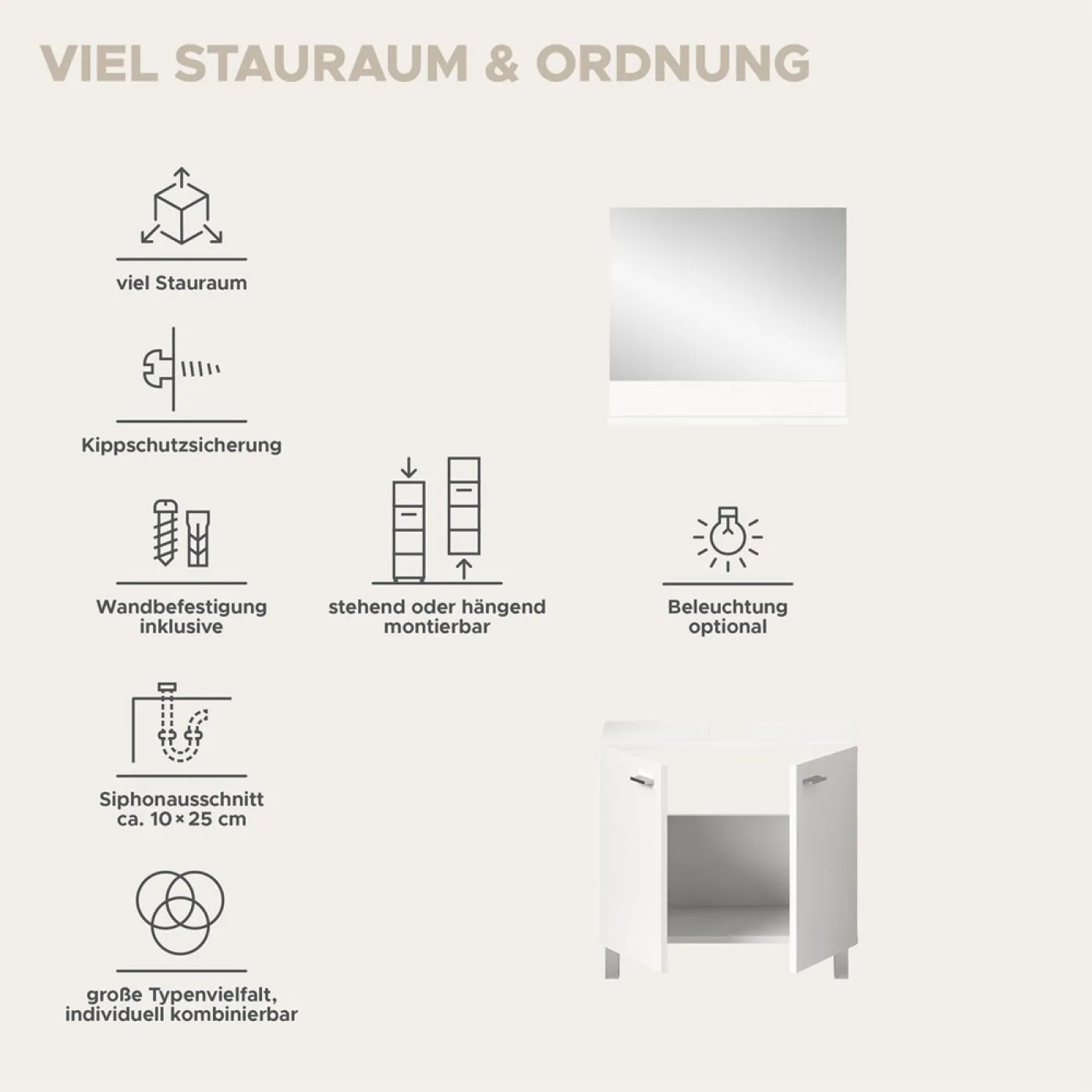 Badezimmer Set Boston | 2-teilig | weiß