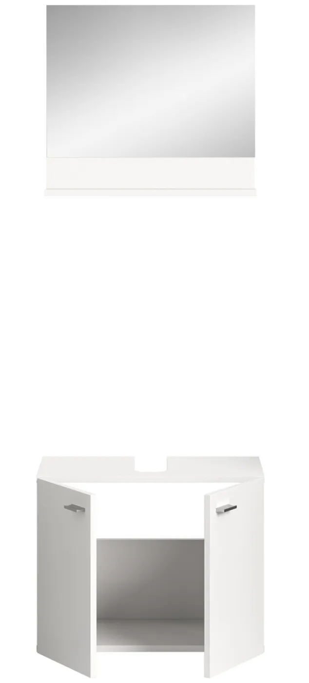 Badezimmer Set Boston | 2-teilig | weiß | mit Aufsatzleuchte