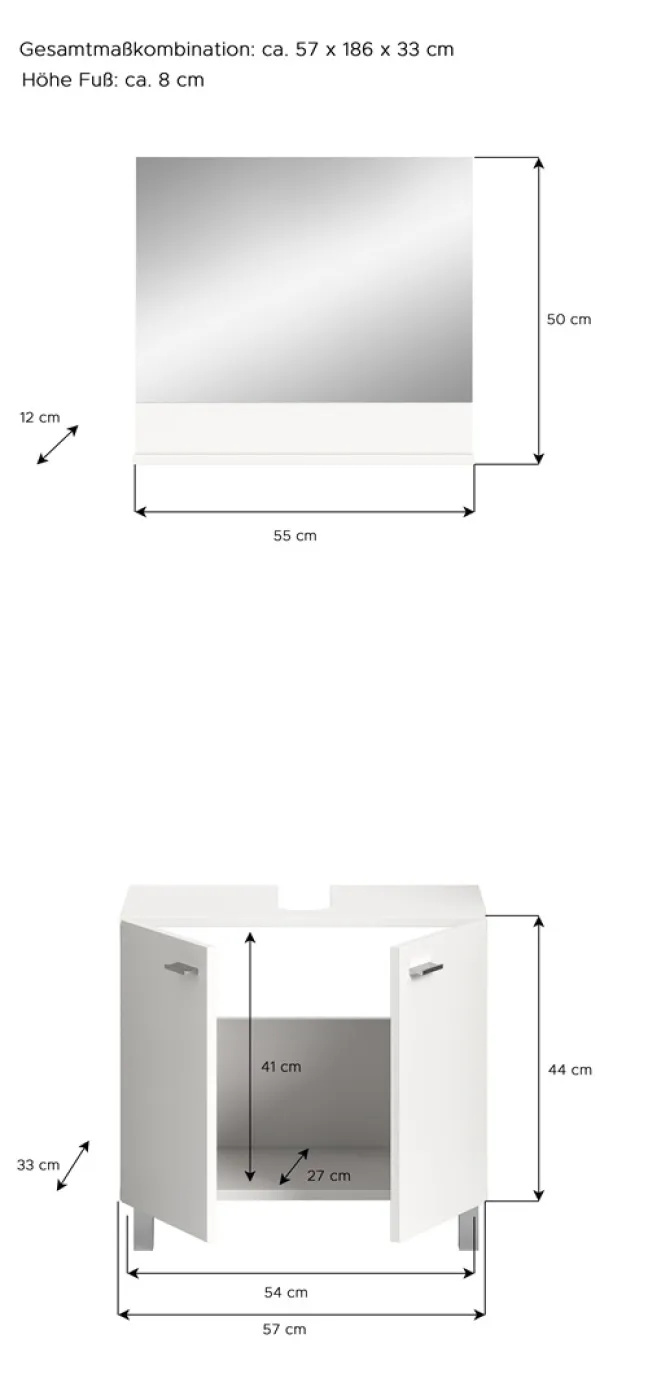 Badezimmer Set Boston | 2-teilig | weiß | ohne Aufsatzleuchte