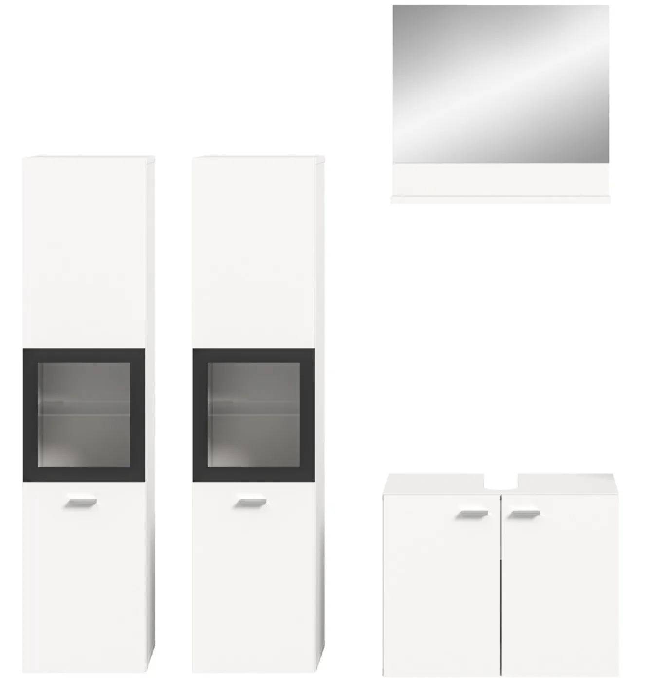 Badezimmer Set Boston 3 | 4-teilig | weiß | ohne Aufsatzleuchte