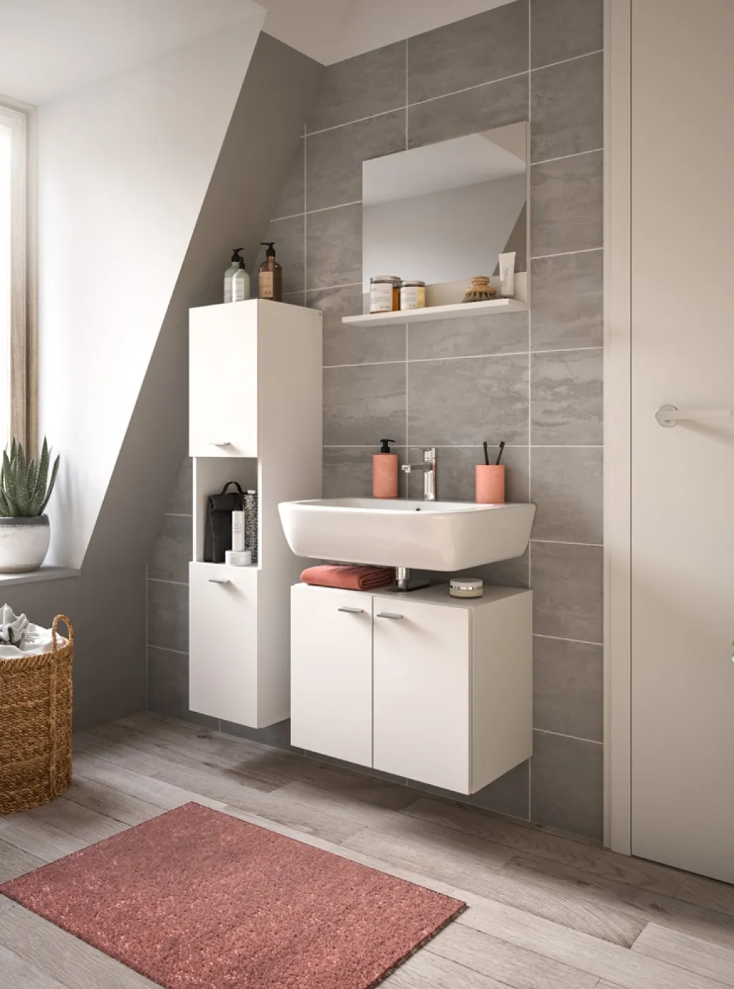 Badezimmer Set Boston | 3-teilig | weiß | ohne Aufsatzleuchte