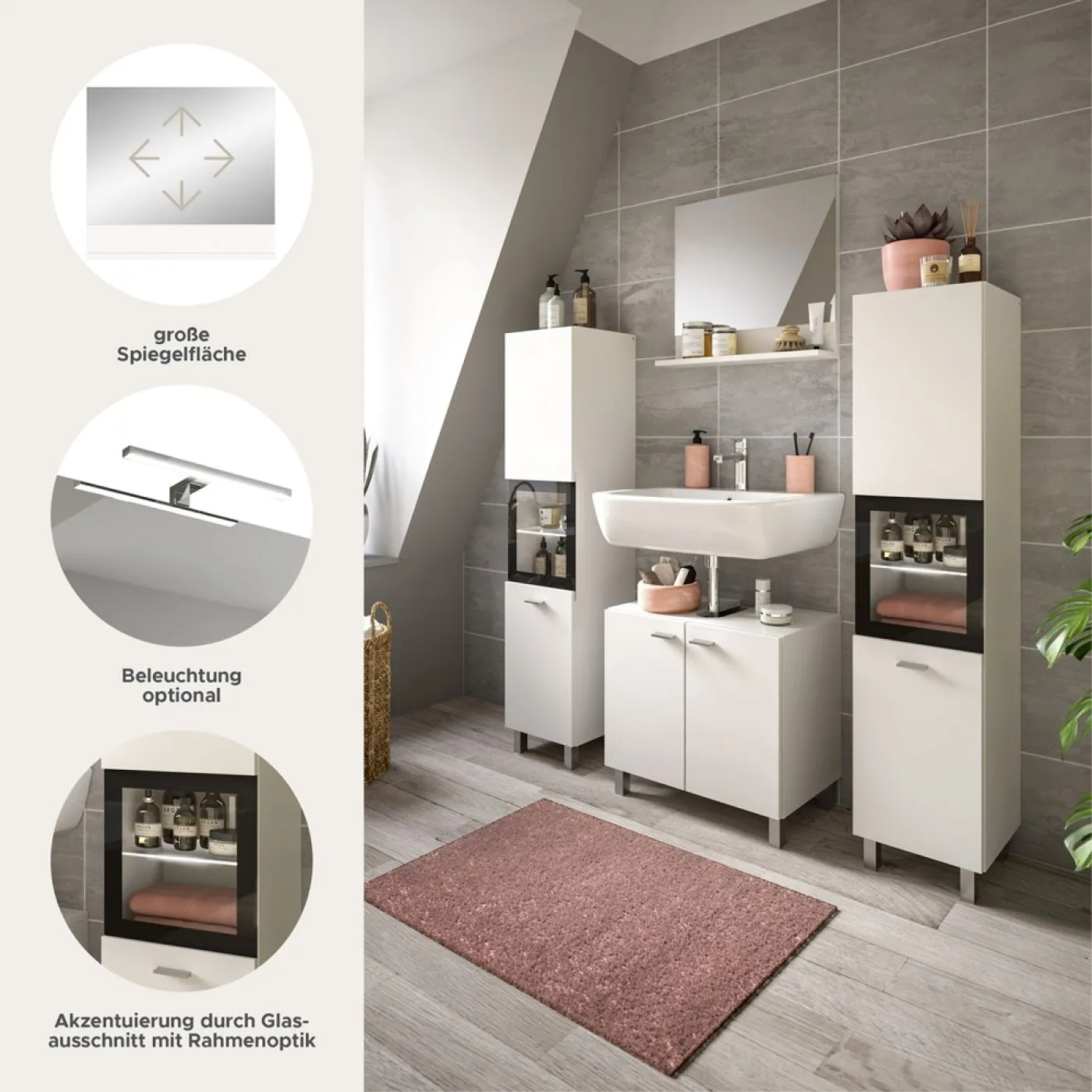 Badezimmer Set Boston 4 | 4-teilig | weiß