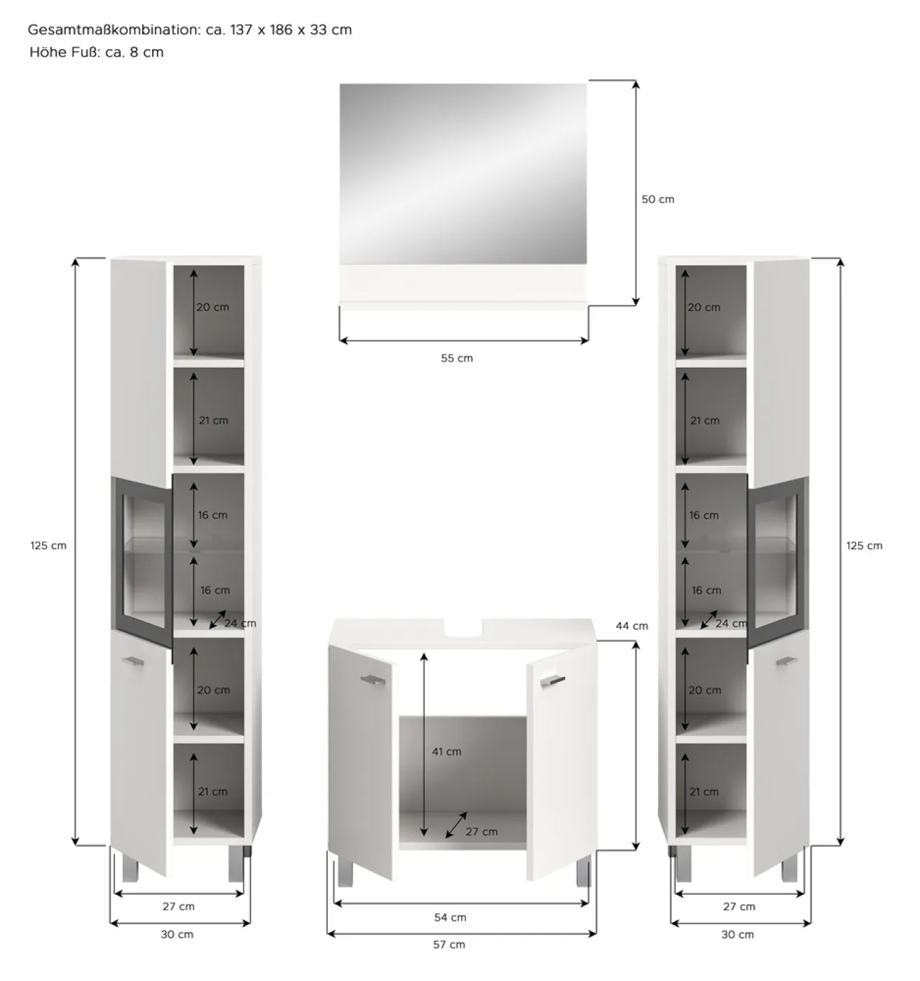 Badezimmer Set Boston 4 | 4-teilig | weiß