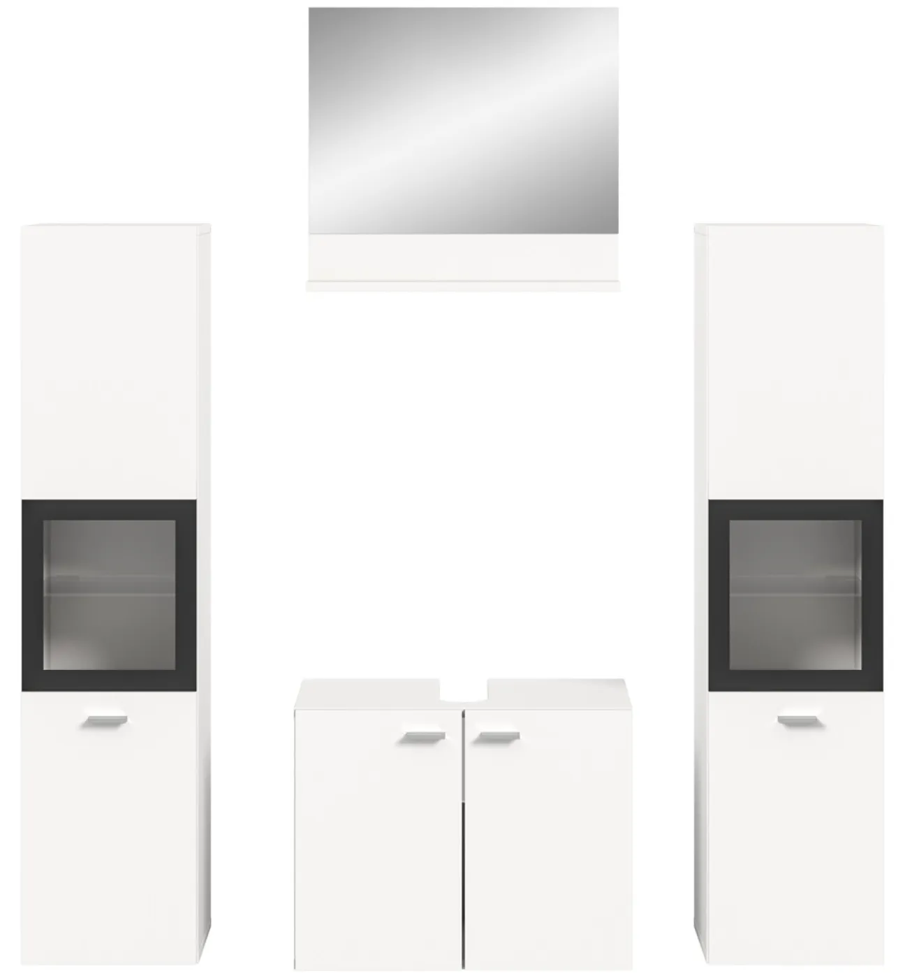 Badezimmer Set Boston 4 | 4-teilig | weiß | mit Aufsatzleuchte & Glasbodenclip