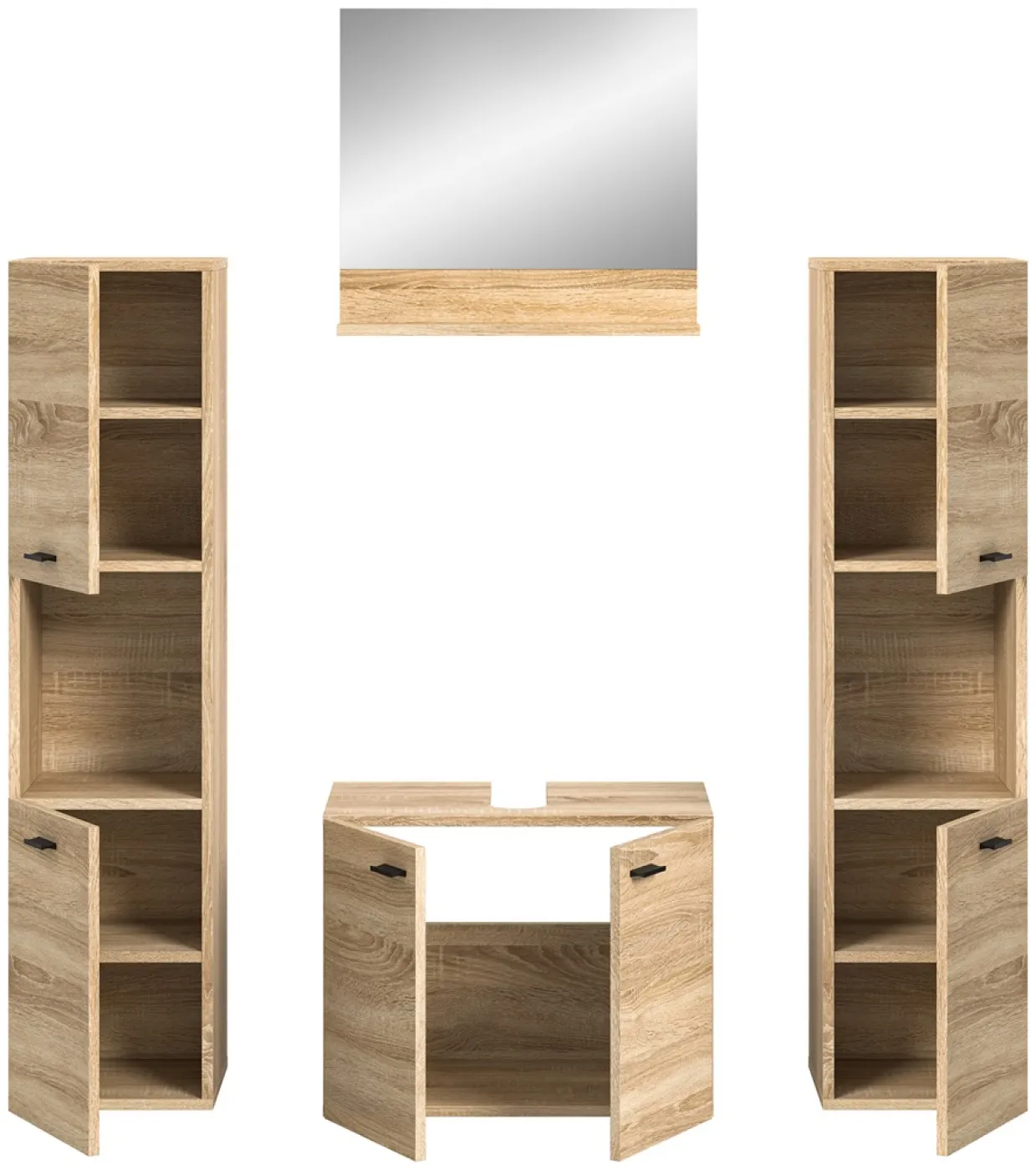 Badezimmer Set Boston | 4-teilig | Sonoma Eiche | ohne Aufsatzleuchte