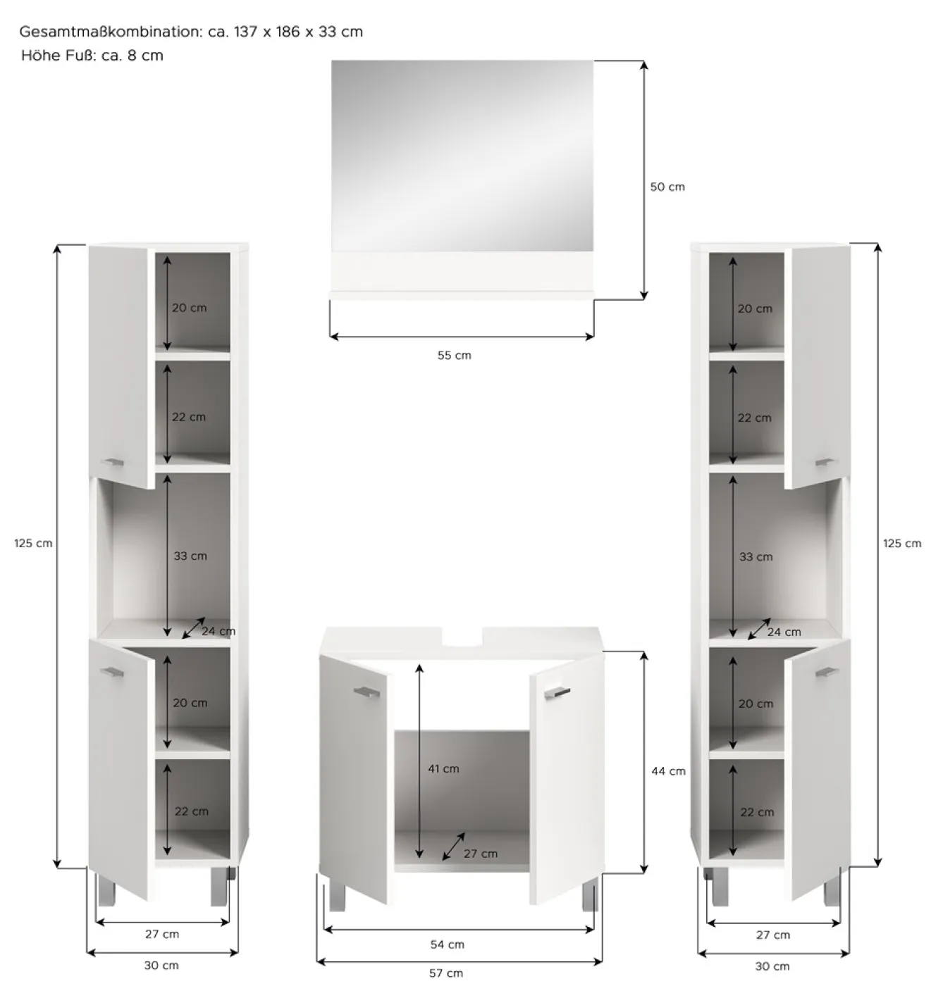 Badezimmer Set Boston | 4-teilig | weiß