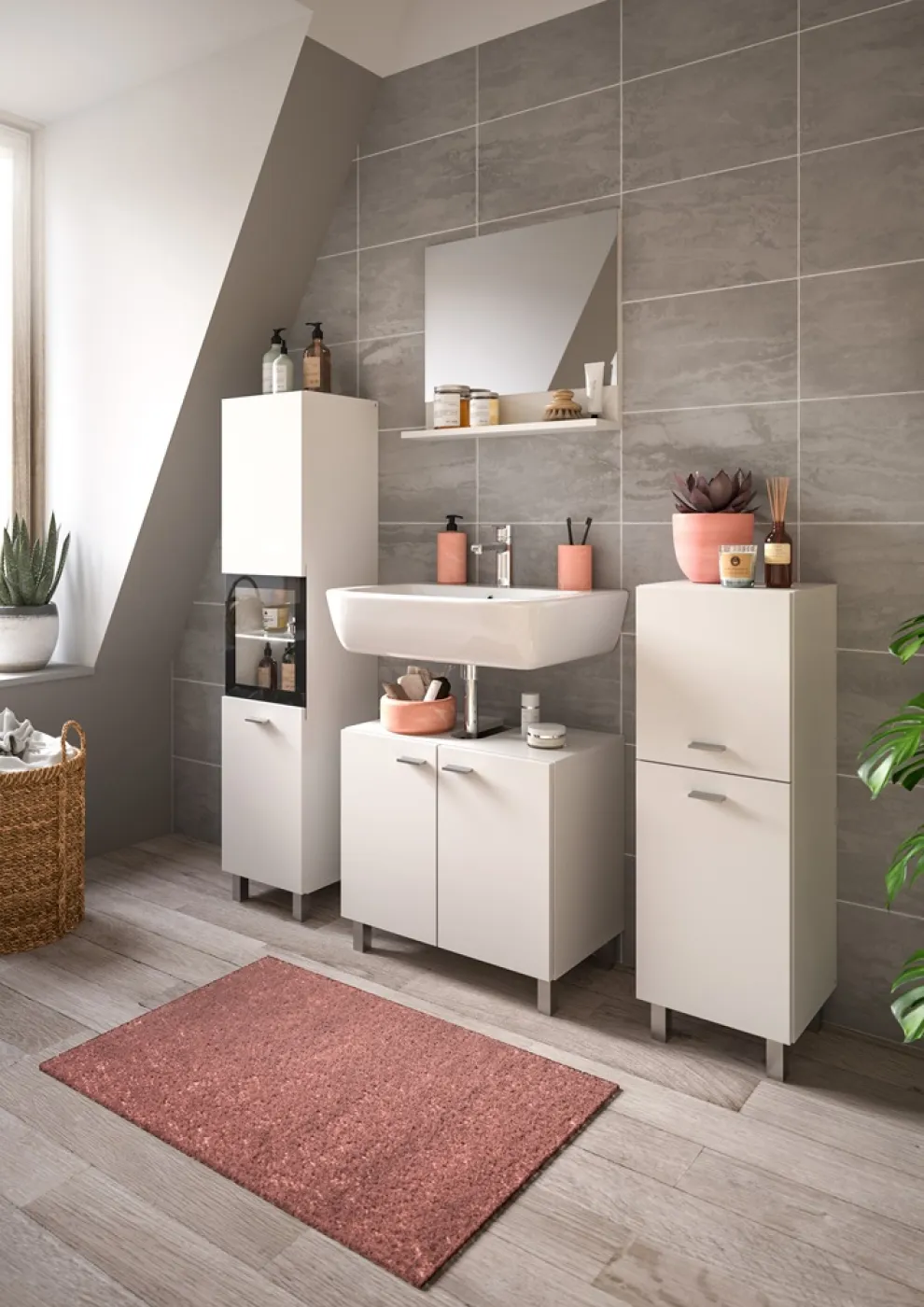 Badezimmer Set Boston 5 | 4-teilig | weiß