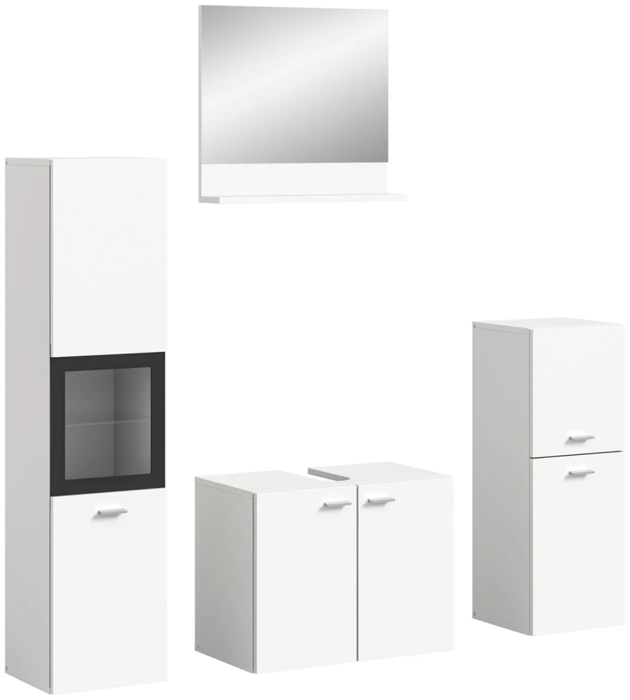 Badezimmer Set Boston 5 | 4-teilig | weiß | mit Aufsatzleuchte & Glasbodenclip