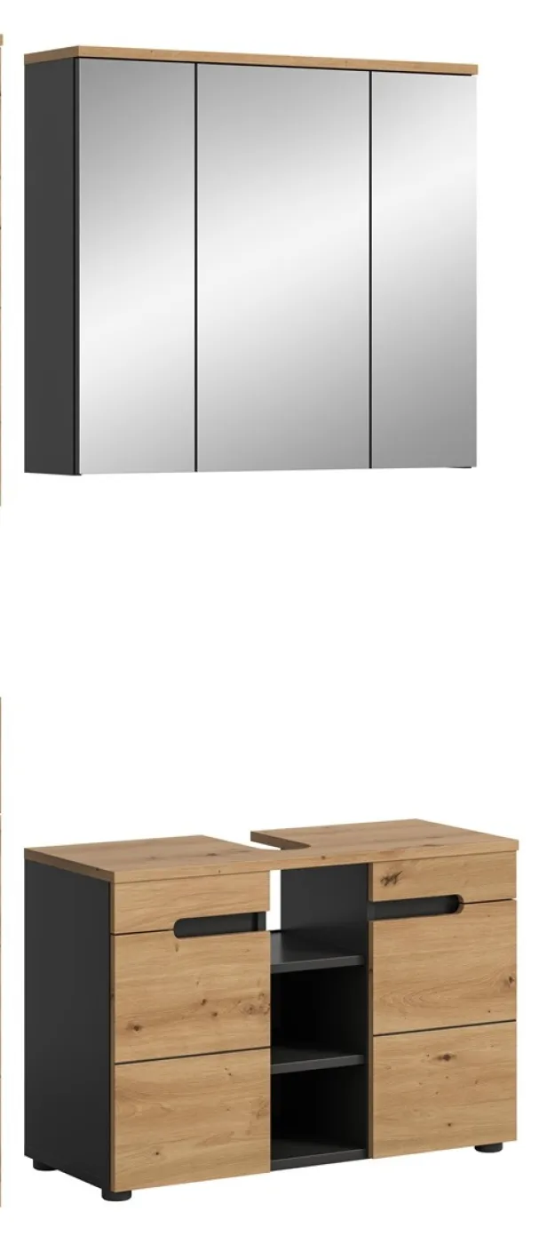 Badezimmer Set Canu 2 | 2-teilig | Artisan Eiche / Basalt grau | ohne Aufsatzleuchte