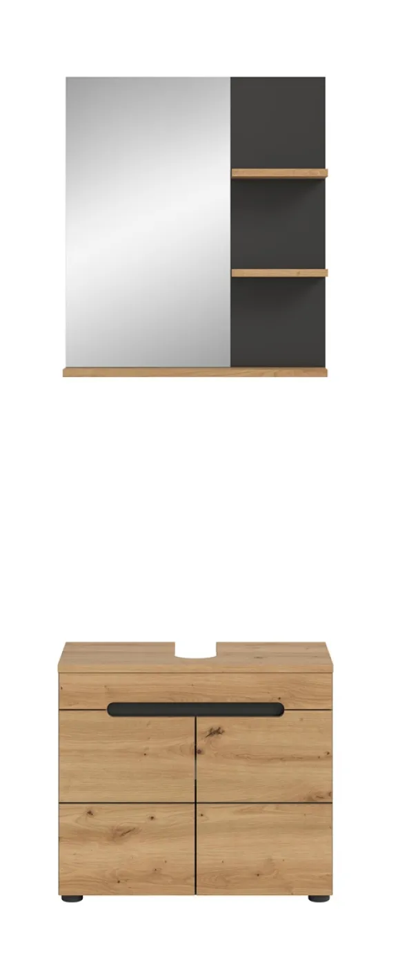 Badezimmer Set Canu | 2-teilig | Artisan Eiche / Basalt grau | ohne Aufsatzleuchte
