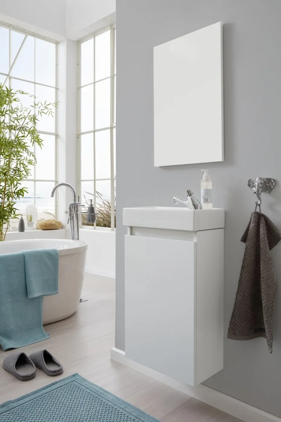 Badezimmer-Set Champ Bad | inkl. Waschbecken | weiß | 2-teilig