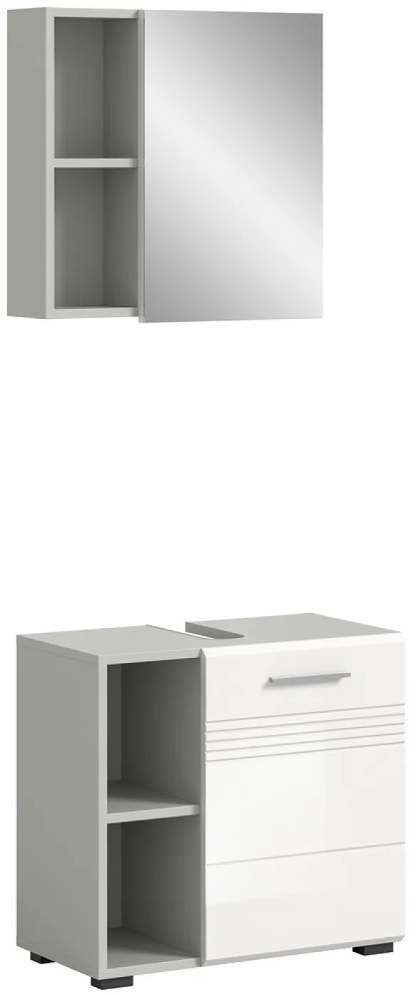 Badezimmer-Set Copa 1 | 2-teilig | grau / weiß Hochglanz