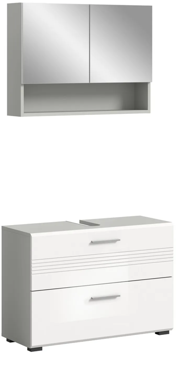 Badezimmer-Set Copa 2 | 2-teilig | grau / weiß Hochglanz