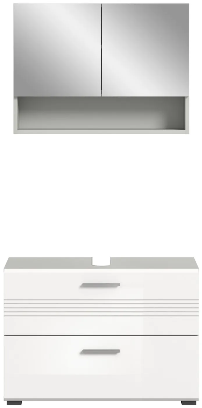 Badezimmer-Set Copa 2 | 2-teilig | grau / weiß Hochglanz