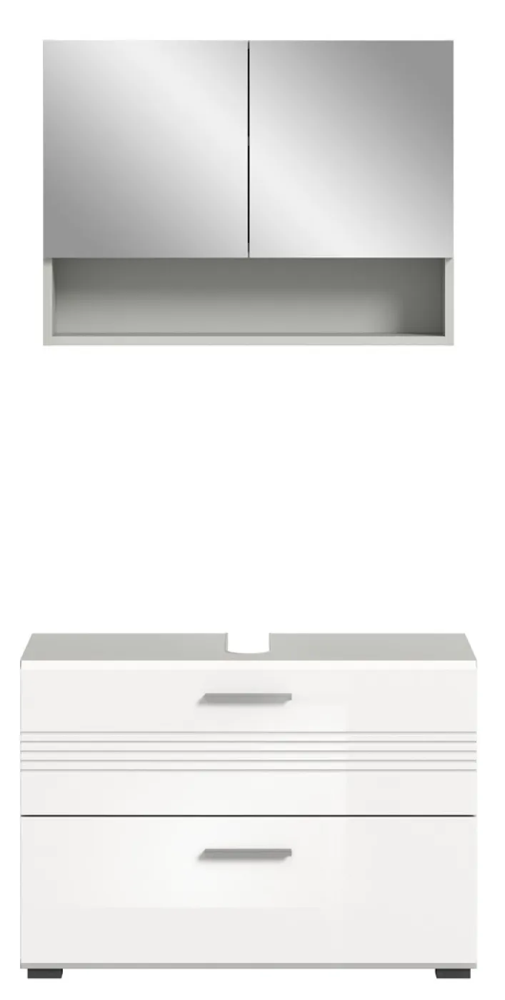 Badezimmer-Set Copa 2 | 2-teilig | grau / weiß Hochglanz ohne Aufsatzleuchte