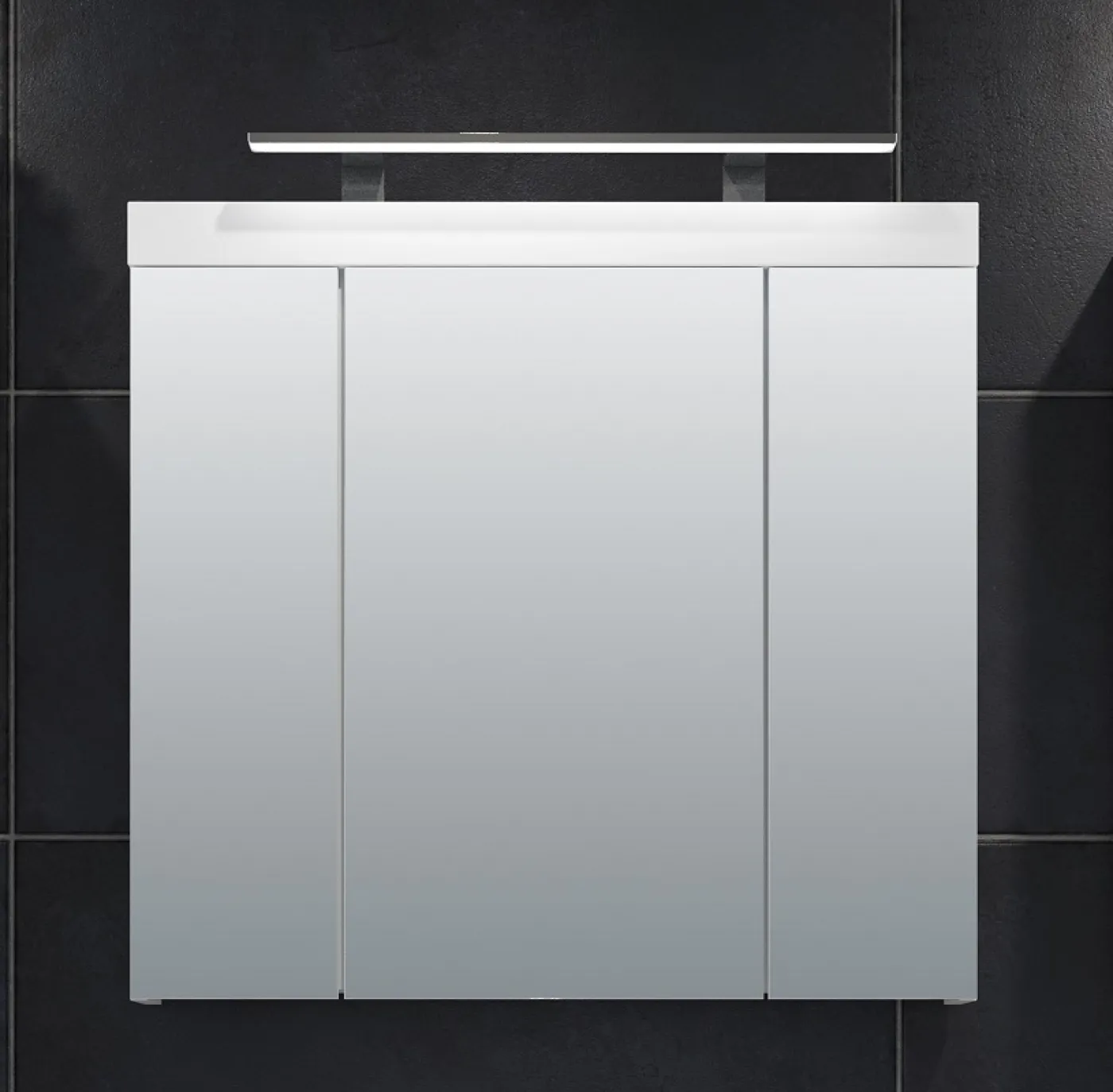 Badezimmer Set Devon | inkl. Waschbecken | weiß Hochglanz | 3-teilig