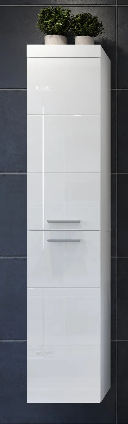 Badezimmer Set Devon | inkl. Waschbecken | weiß Hochglanz | 3-teilig ohne Aufsatzleuchte