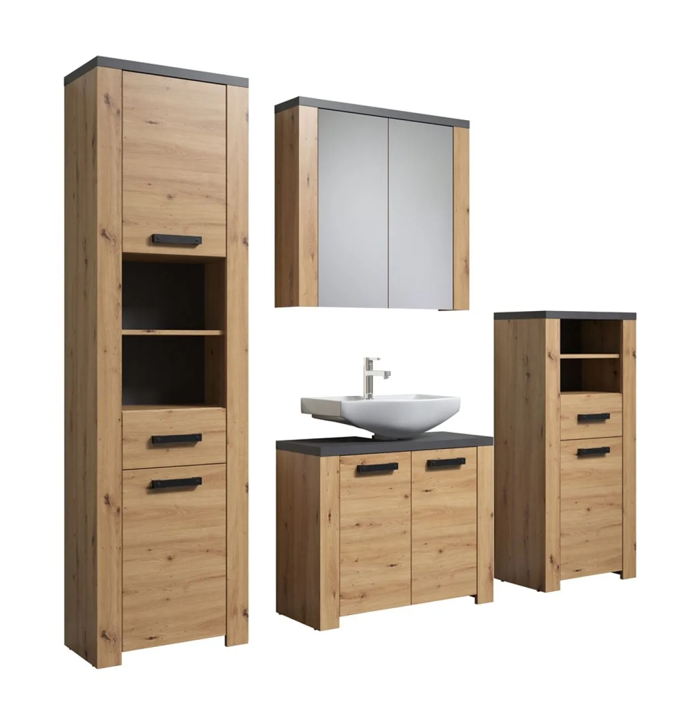Badezimmer-Set Follow | Artisan Eiche / Matera grau | 4-teilig ohne