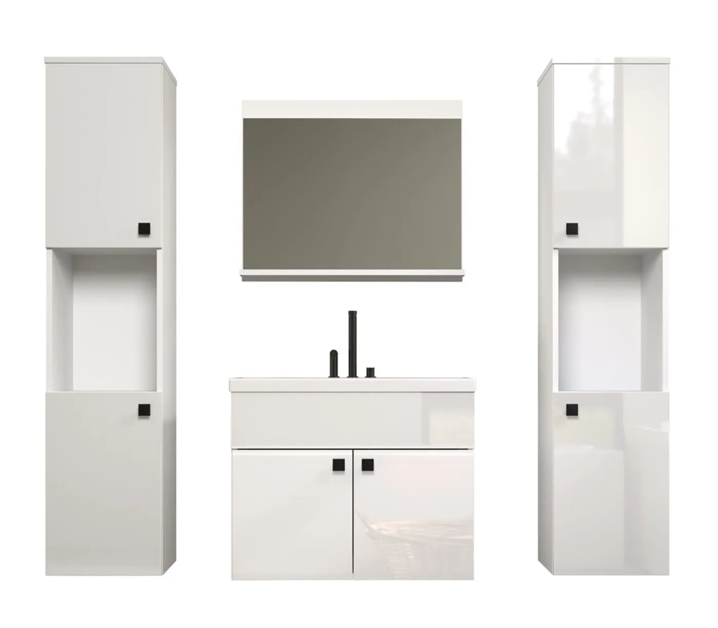 Badezimmer Set Haven | inkl. Waschbecken | weiß | 4-teilig