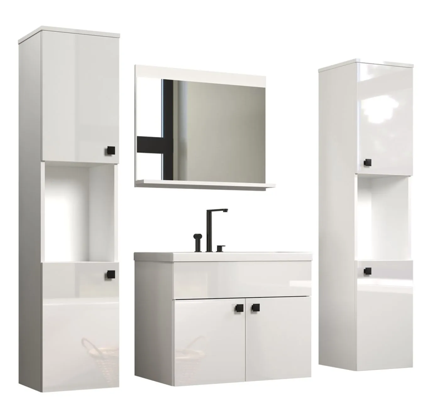 Badezimmer Set Haven | inkl. Waschbecken | weiß | 4-teilig