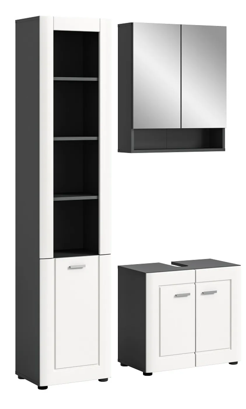 Badezimmer-Set Lago | weiß / grau | 3-teilig mit Aufsatzleuchte