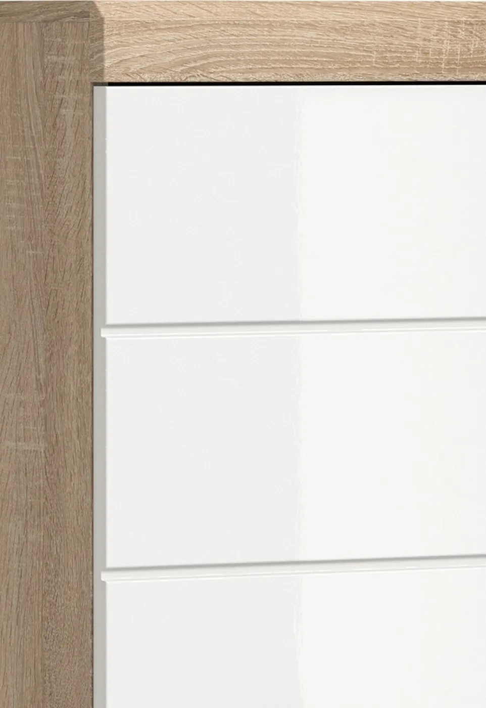 Badezimmer-Set Lambada 2 | weiß Hochglanz / Sonoma Eiche hell | 5-teilig | ohne Aufsatzleuchte