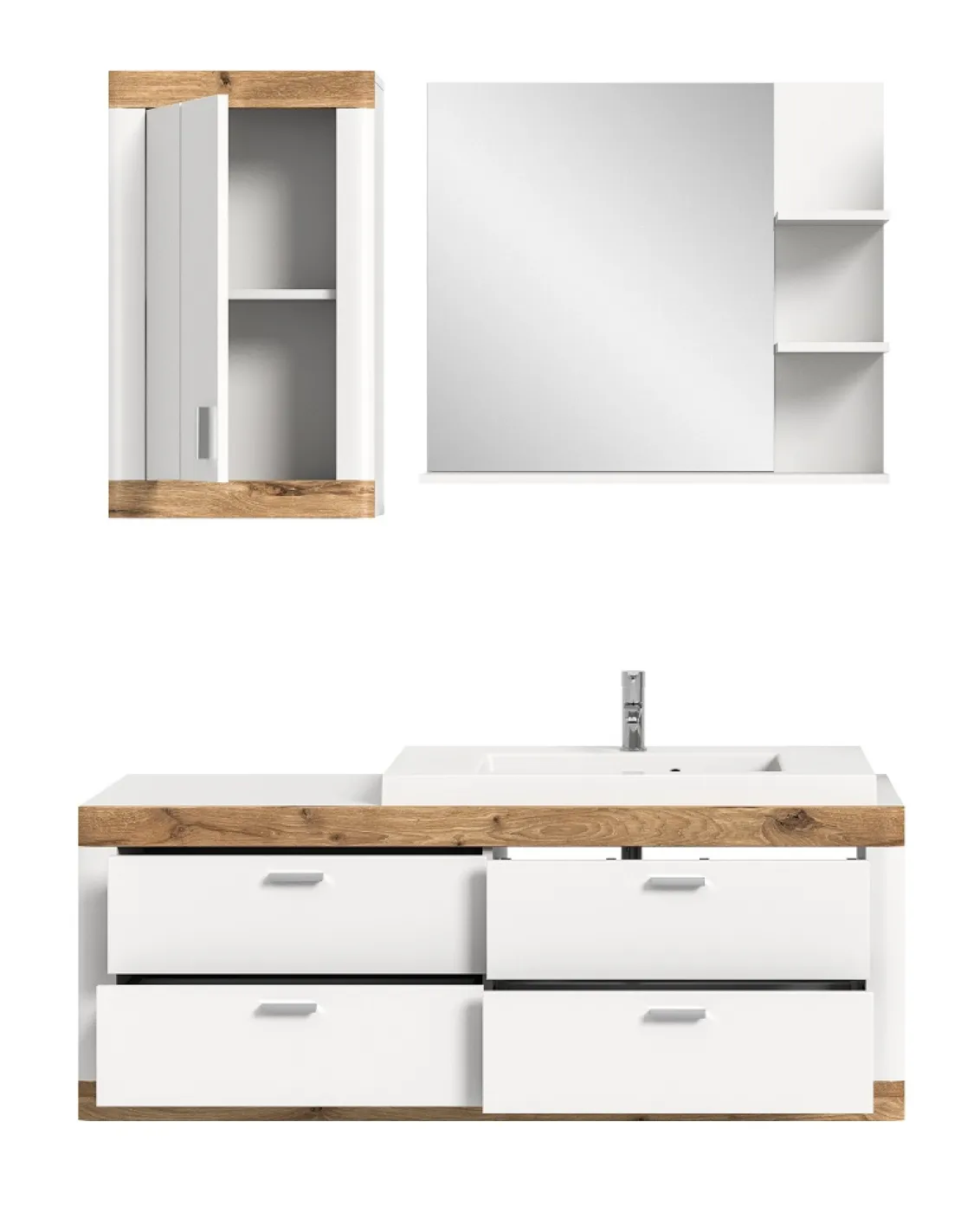 Badezimmer Set Laredo | Nox Oak / weiß | 3-teilig