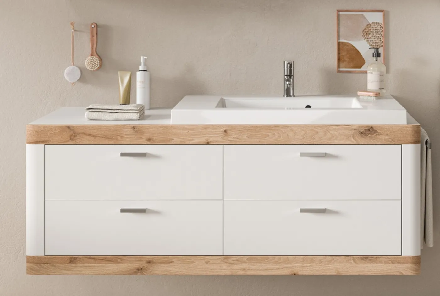 Badezimmer Set Laredo | Nox Oak / weiß | 3-teilig