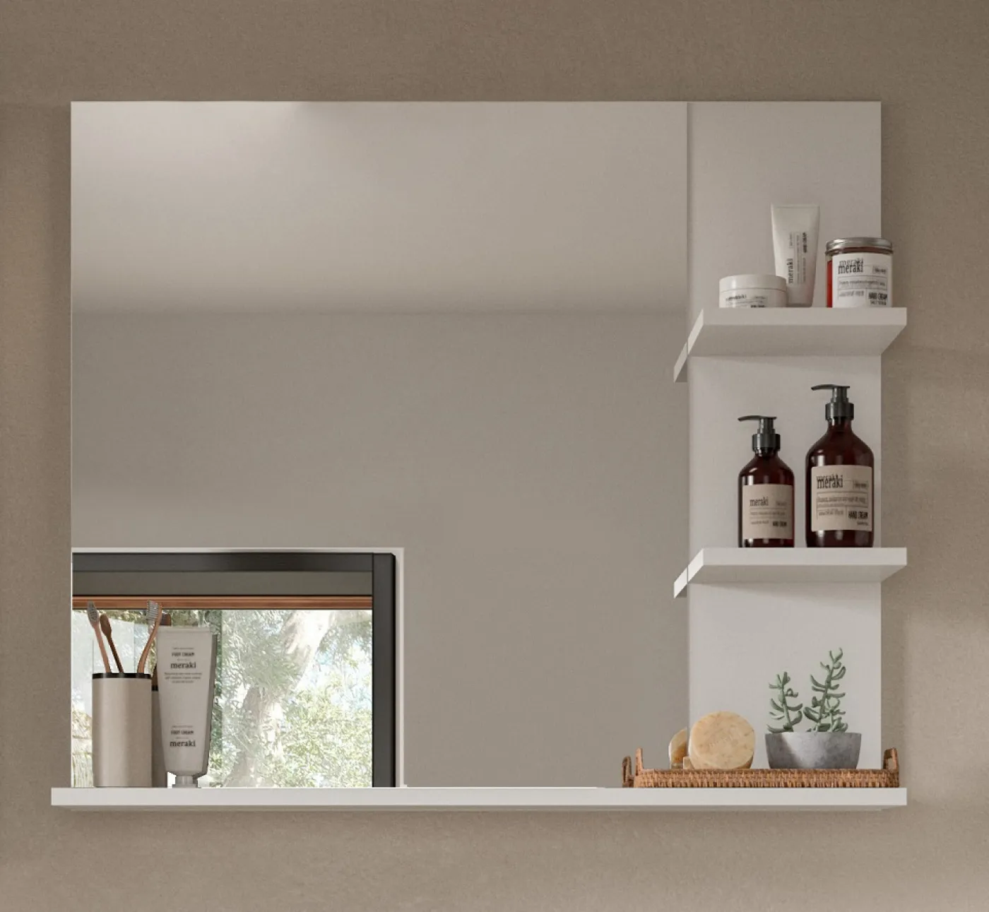 Badezimmer Set Laredo | Nox Oak / weiß | 3-teilig mit Handtuchhalter