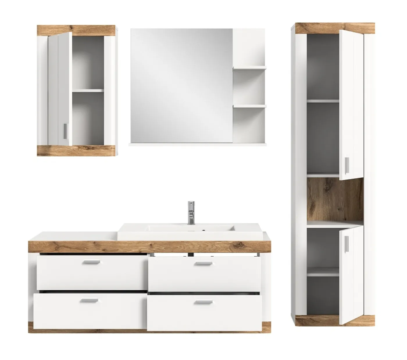 Badezimmer-Set Laredo | Nox Oak / weiß | 4-teilig