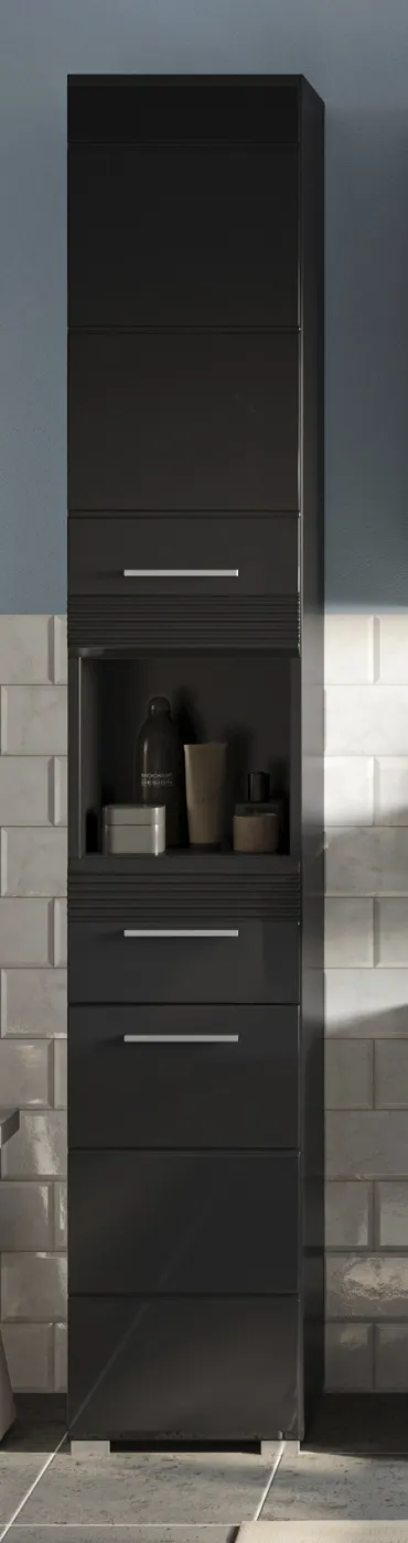 Badezimmer Set Linus | schwarz Hochglanz | 3-teilig