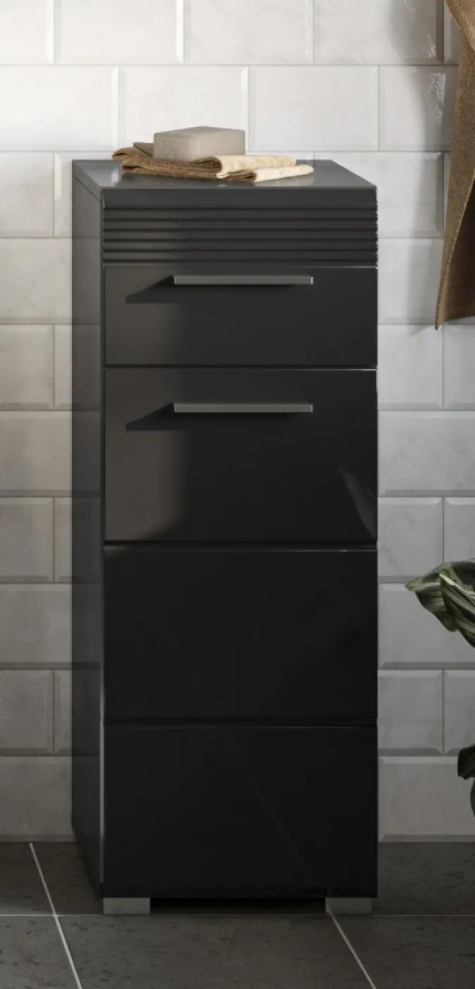 Badezimmer-Set Linus | schwarz Hochglanz | 4-teilig ohne Aufsatzleuchte