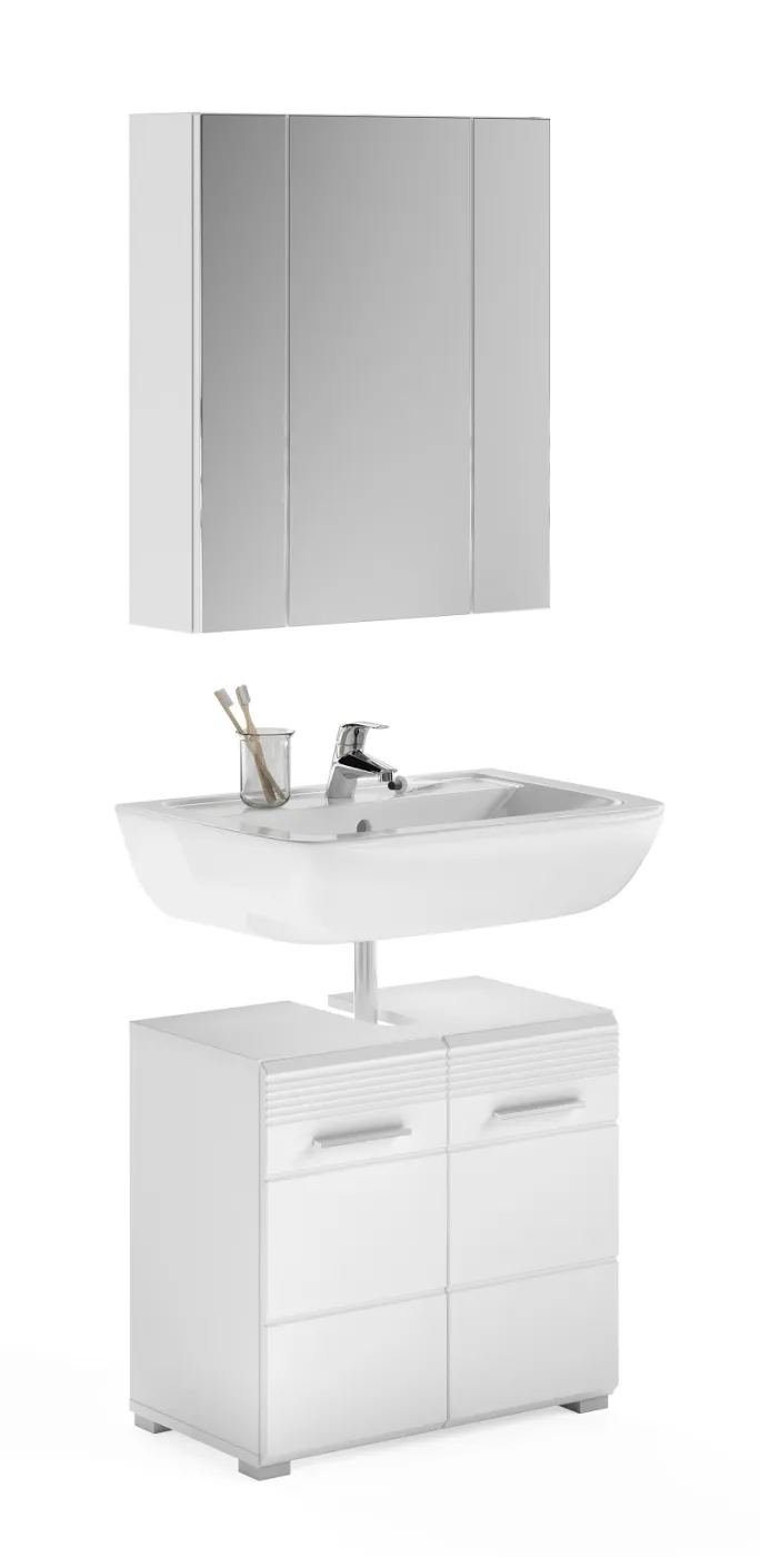 Badezimmer-Set Linus | weiß Hochglanz | 2-teilig ohne Aufsatzleuchte