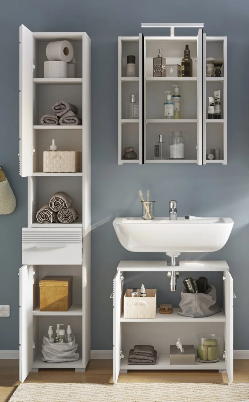 Badezimmer Set Linus | weiß Hochglanz | 3-teilig