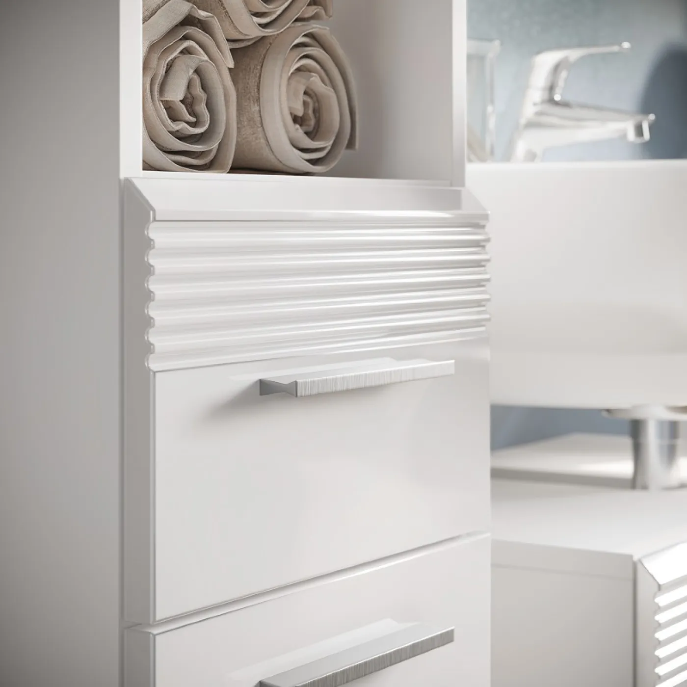 Badezimmer-Set Linus| weiß Hochglanz | 5-teilig