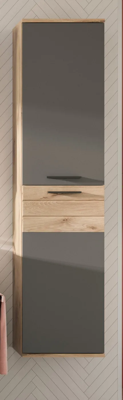 Badezimmer-Set Mason 1 | Nox Oak / Basalt grau | 5-teilig