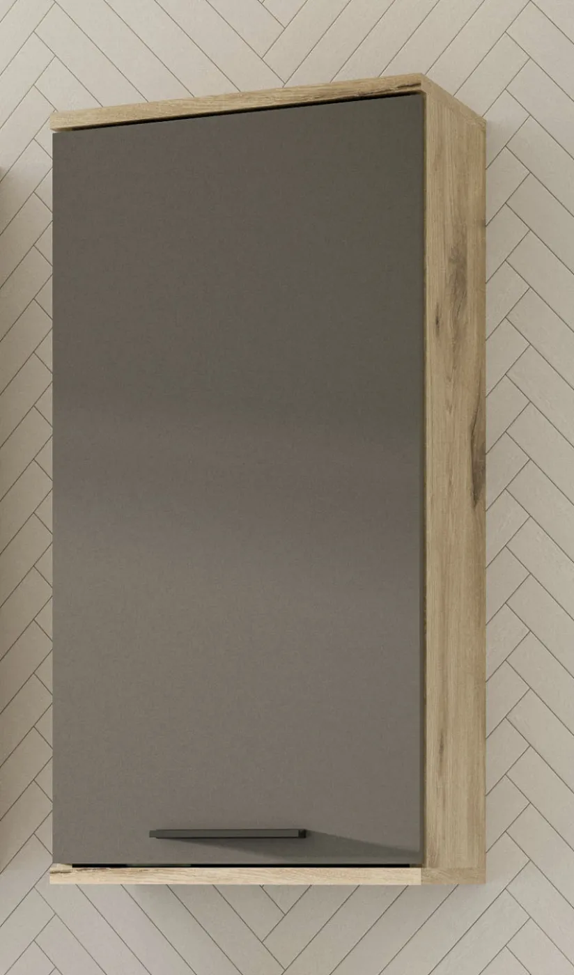 Badezimmer-Set Mason | Nox Oak / Basalt grau | 4-teilig mit Aufsatzleuchte