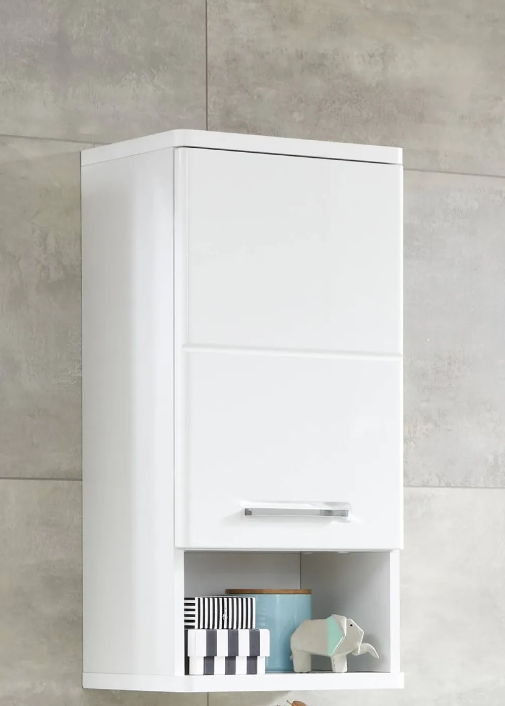 Badezimmer-Set Monte | weiß Hochglanz | 5-teilig mit Aufsatzleuchte