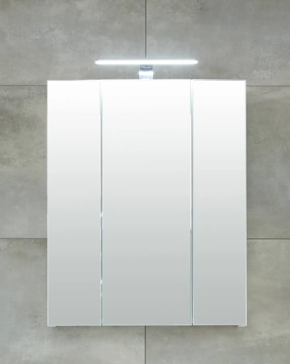 Badezimmer-Set Monte | weiß Hochglanz | 5-teilig mit Aufsatzleuchte