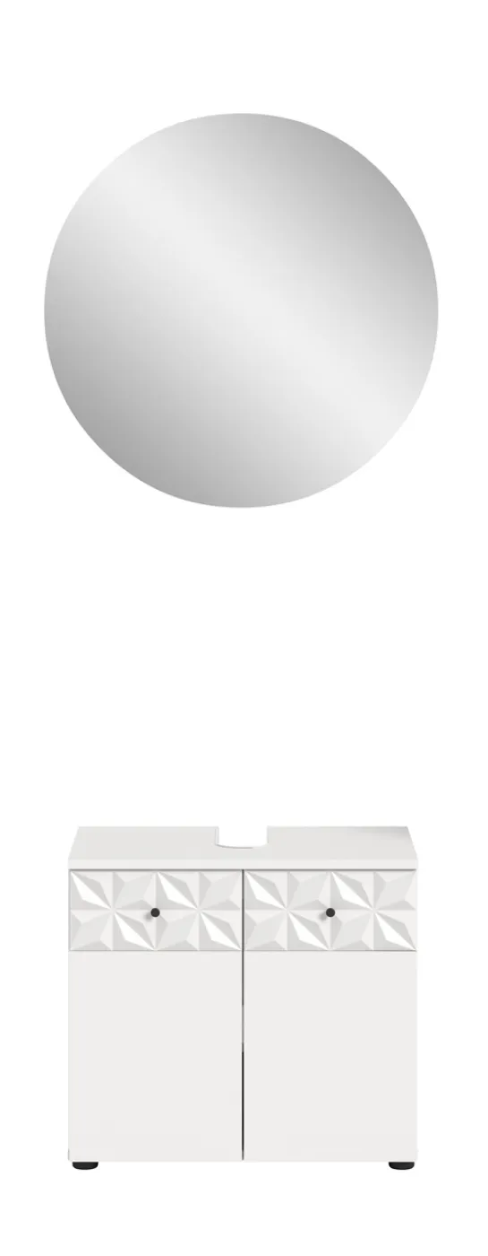 Badezimmer-Set Prisma 4 | weiß / weiß Hochglanz | 2-teilig | mit Beleuchtung