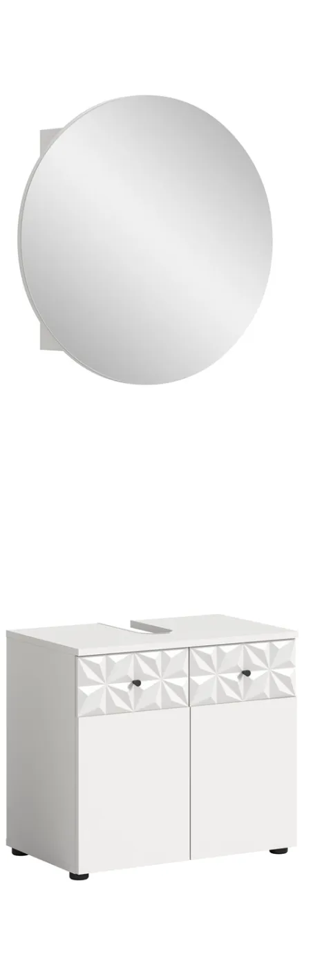 Badezimmer-Set Prisma 4 | weiß / weiß Hochglanz | 2-teilig | ohne Beleuchtung