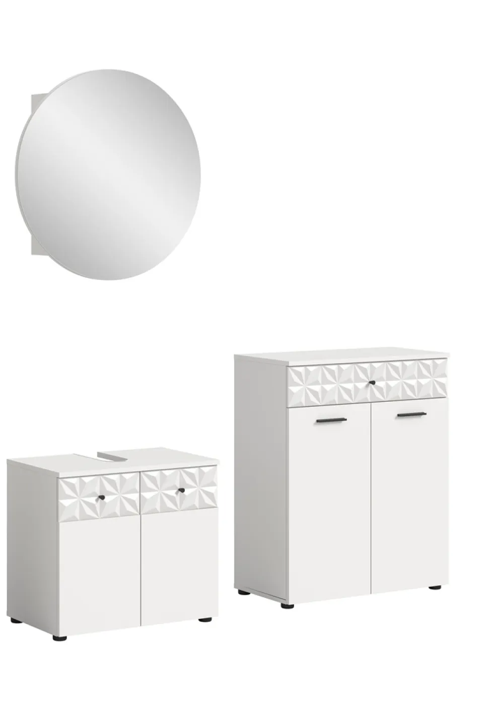 Badezimmer-Set Prisma 3 | weiß / weiß Hochglanz | 3-teilig | mit Beleuchtung