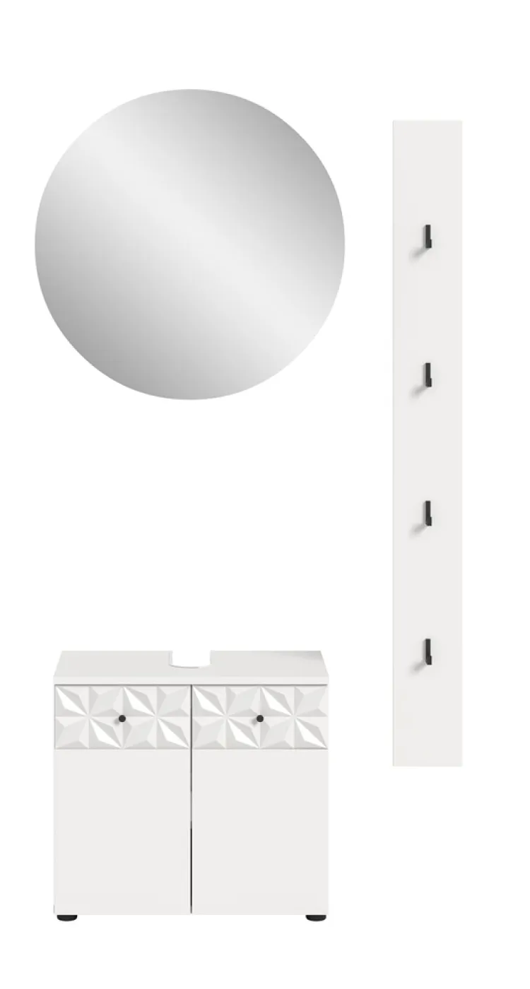 Badezimmer-Set Prisma 4 | weiß / weiß Hochglanz | 3-teilig | mit Beleuchtung