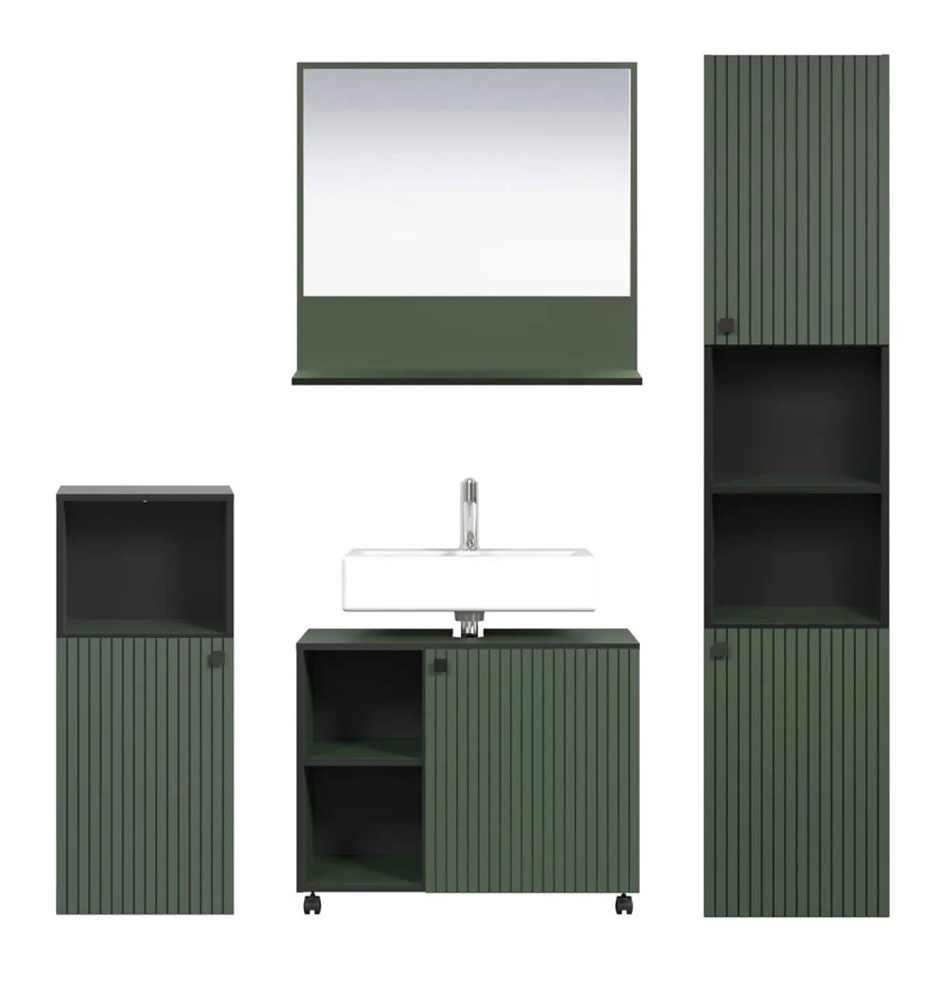 Badezimmer-Set Pure Bliss, 4-teilig, Grün Dekor – Ansicht 2