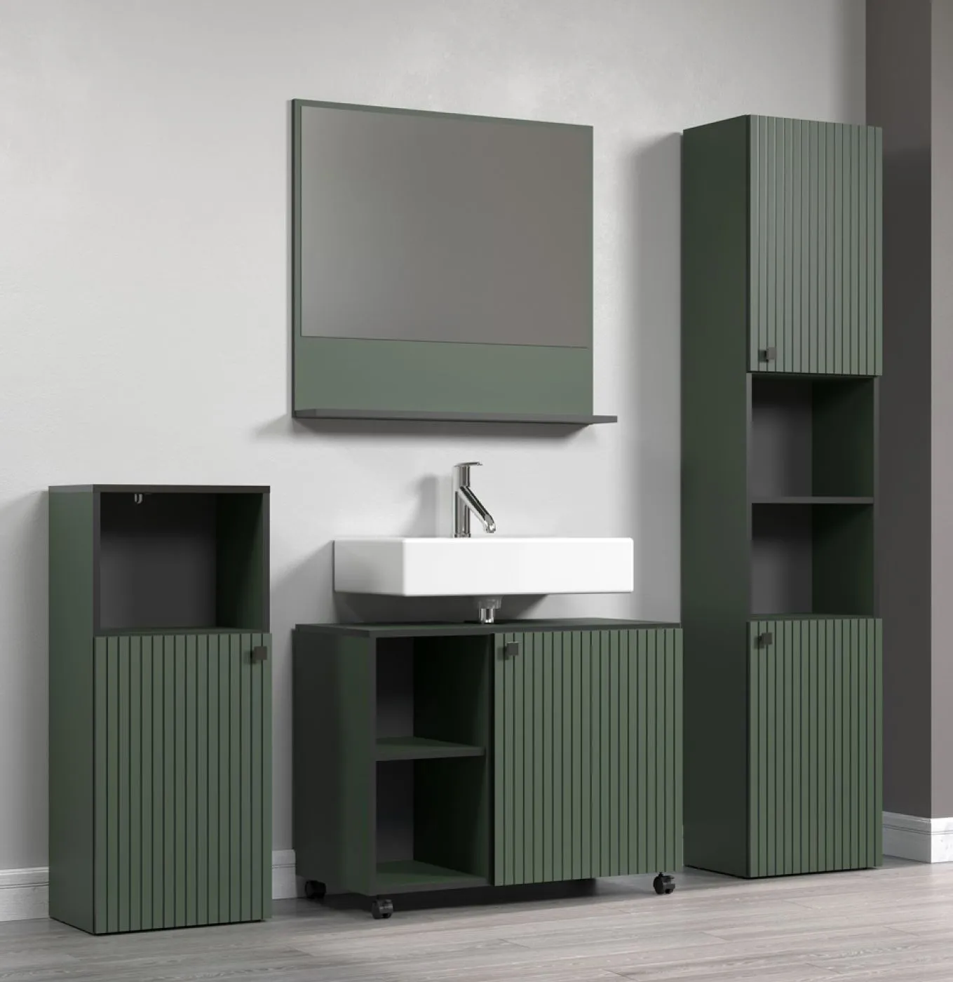 Badezimmer-Set Pure Bliss, 4-teilig, Grün Dekor – Ansicht 3