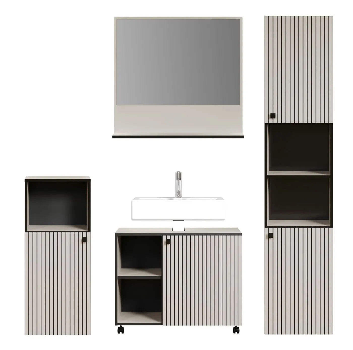 Badezimmer-Set Pure Bliss, 4-teilig, Kashmir Hellgrau Dekor – Ansicht 2