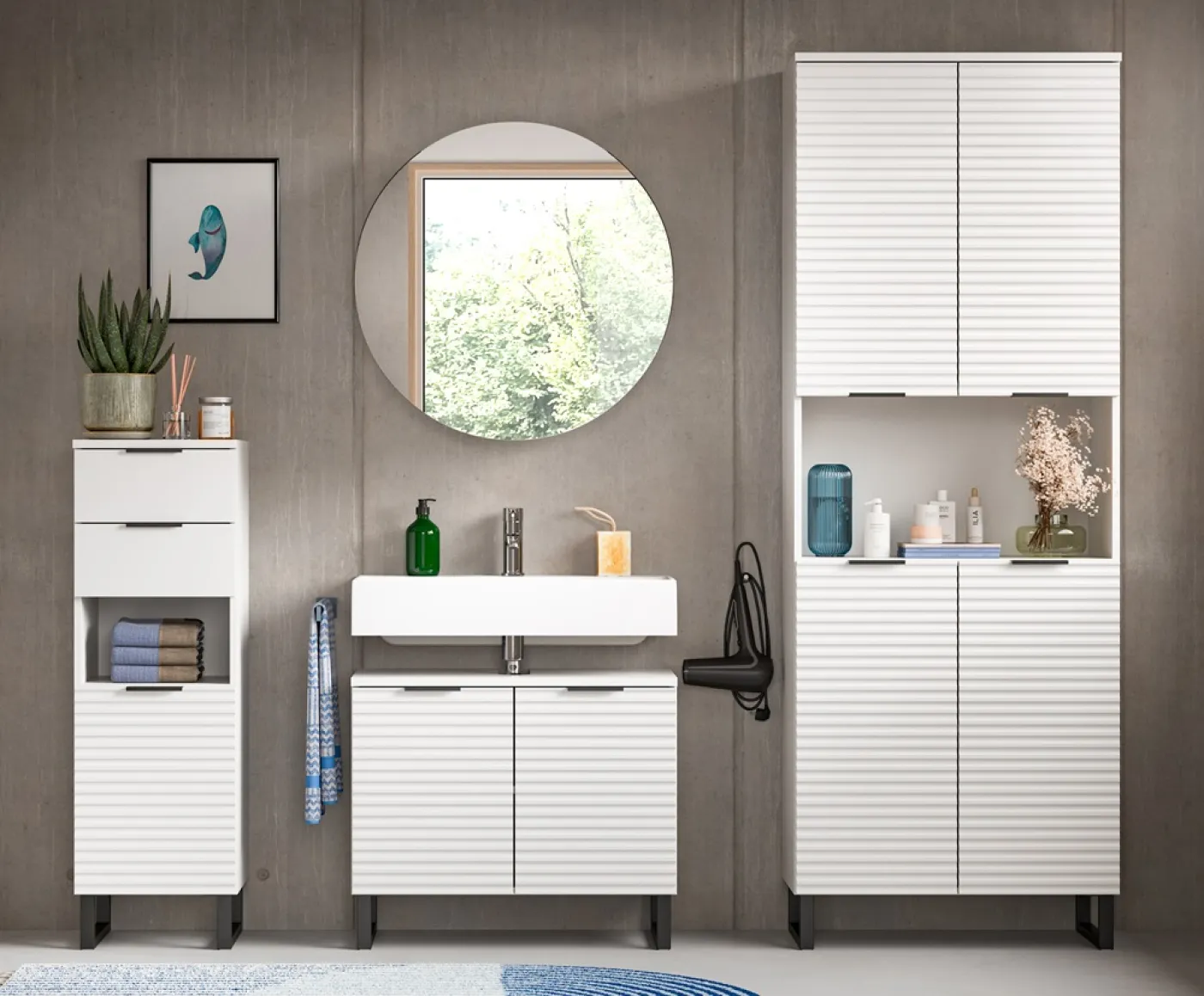 Badezimmer-Set Riff 1 | weiß | 3-teilig